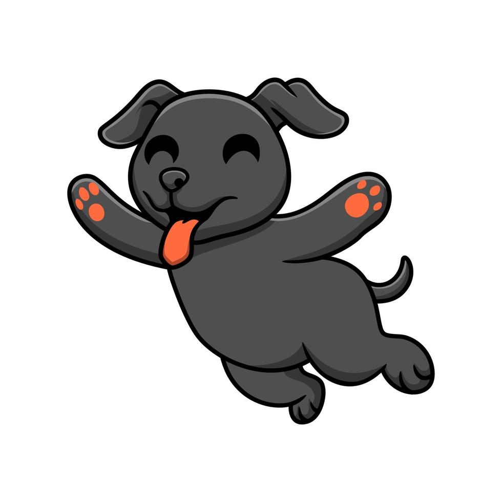 Cute black labrador dog cartoon jumping vector