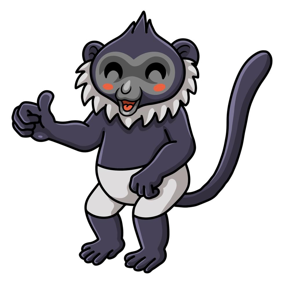 Cute delacour's langur cartoon giving thumb up vector