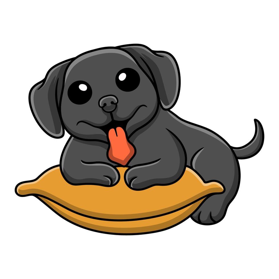 Cute black labrador dog cartoon on the pillow vector