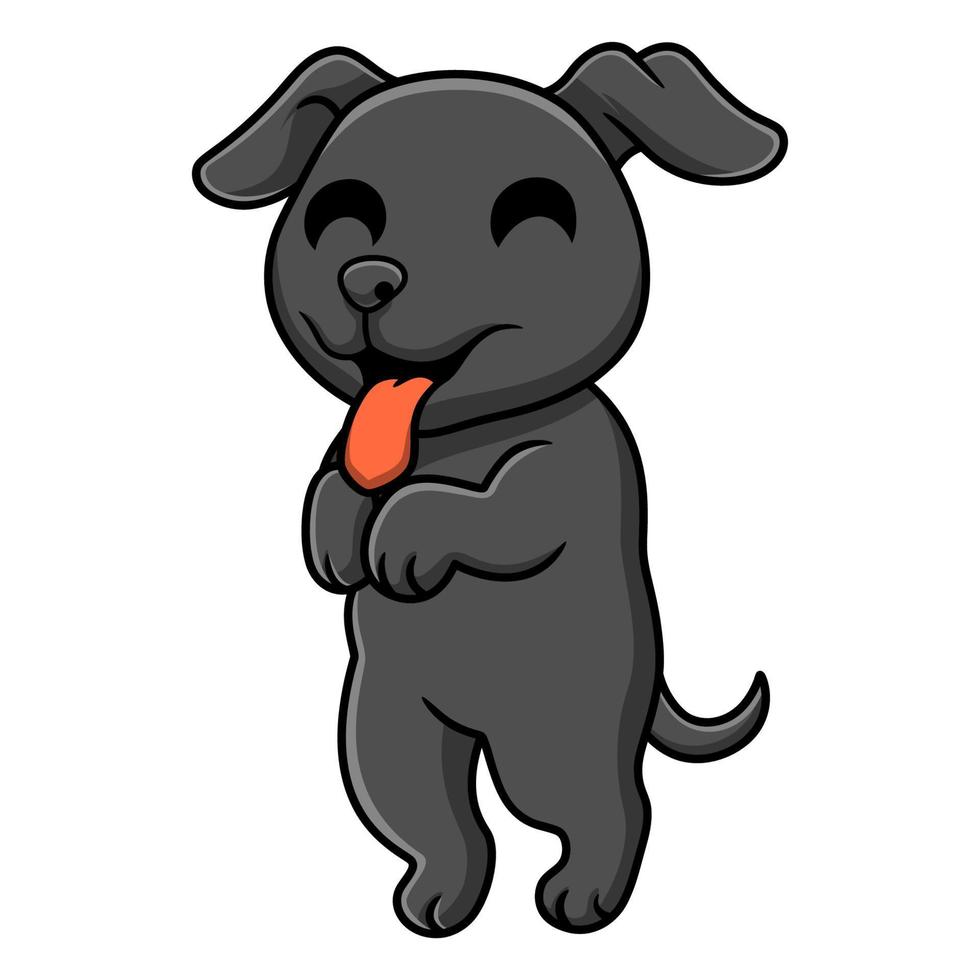 lindo, negro, labrador, perro, caricatura, posar vector