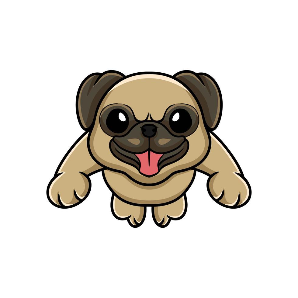 Cute little pug dog cartoon jumping vector
