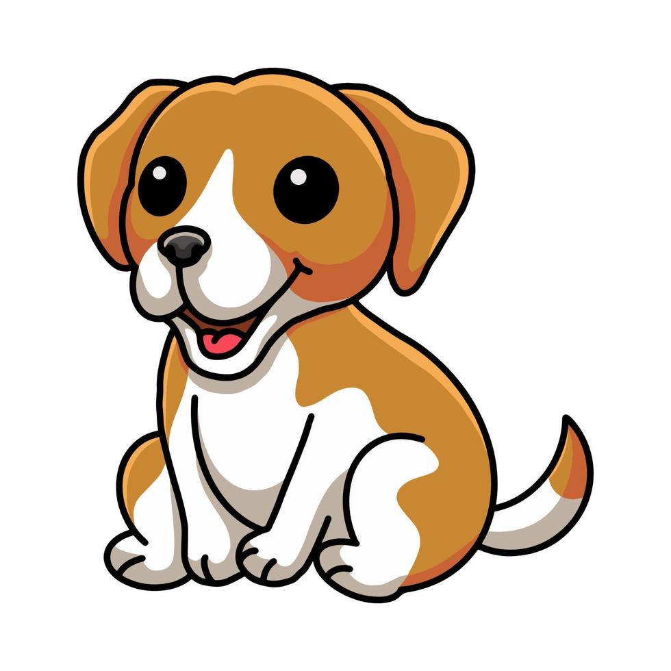 lindo pequeño beagle perro dibujos animados sentado vector