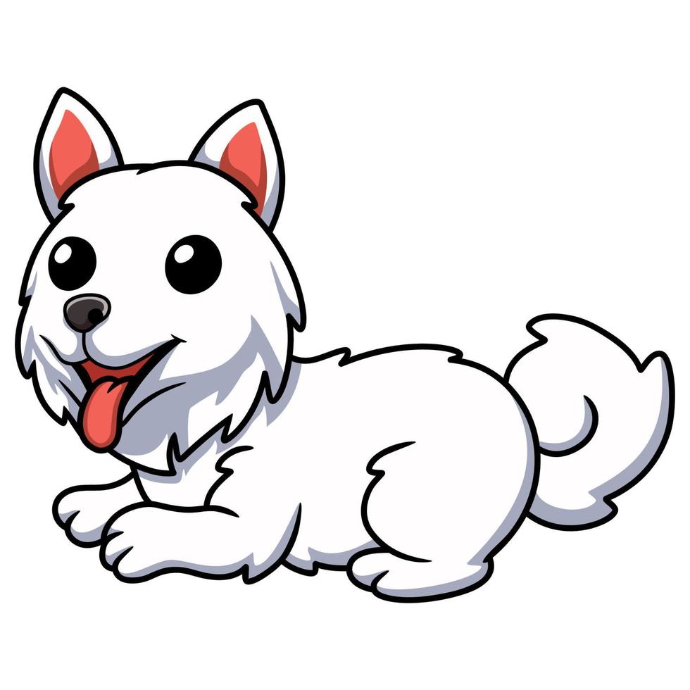 lindo, samoyedo, perro, caricatura, sentado vector