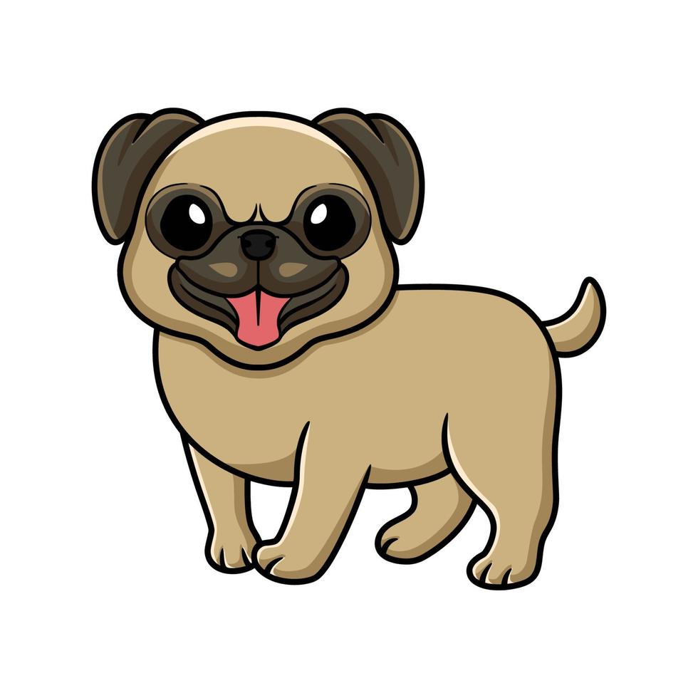 lindo, pequeño, pug, perro, caricatura vector