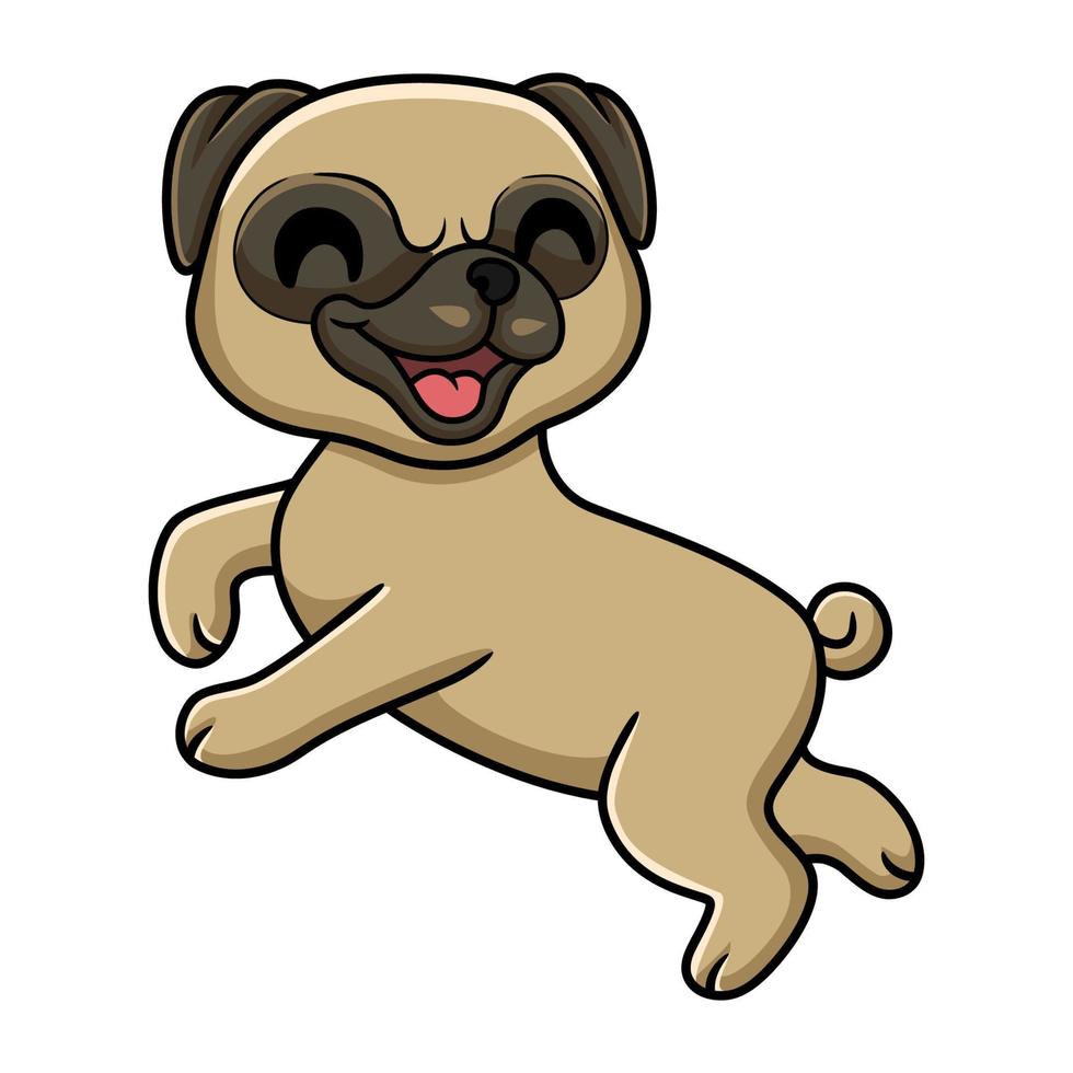 lindo, pequeño, pug, perro, caricatura vector