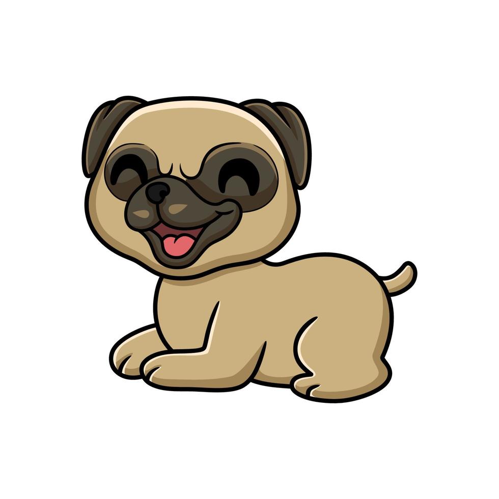 Cute little pug dog cartoon vector