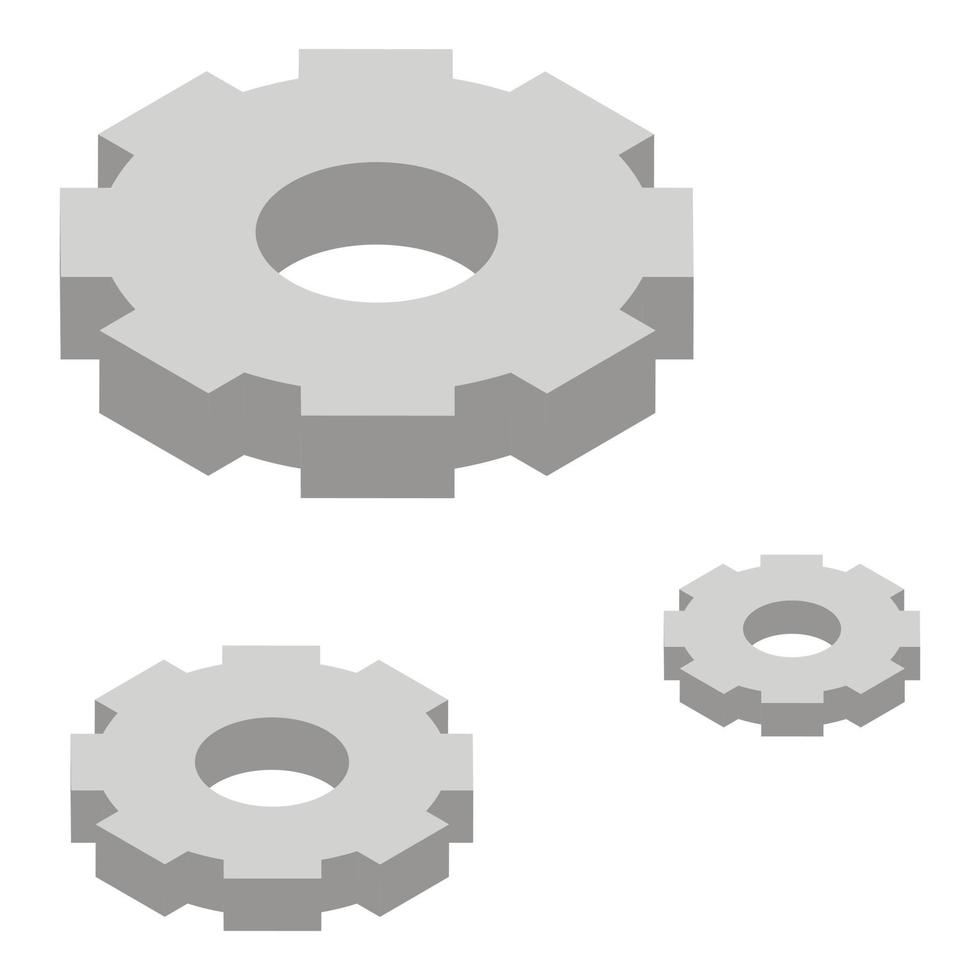 icono del sistema de rueda dentada, estilo isométrico vector