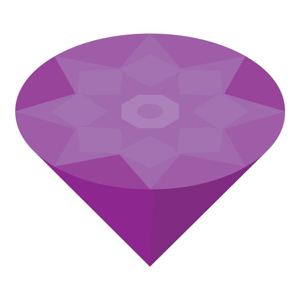 Purple gem icon, isometric style vector