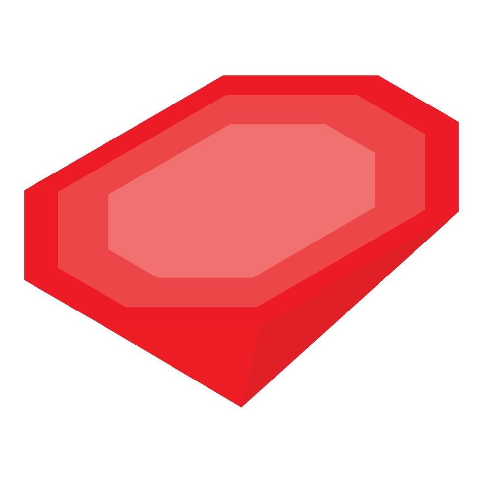 icono de piedra preciosa roja, estilo isométrico vector