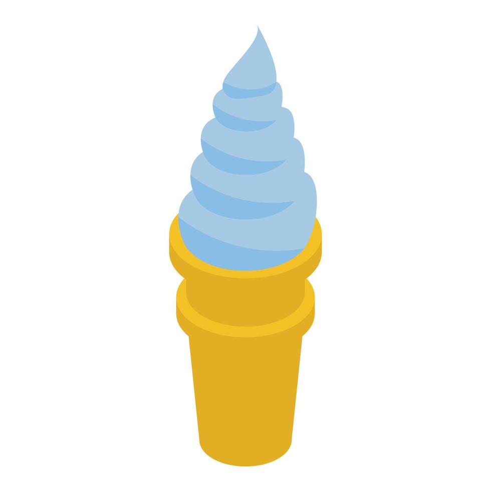 icono de helado azul, estilo isométrico vector