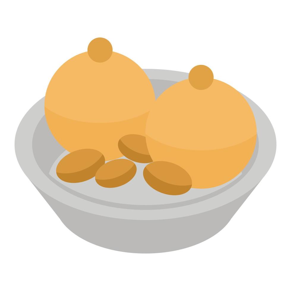 Almond ice cream balls icon, isometric style vector