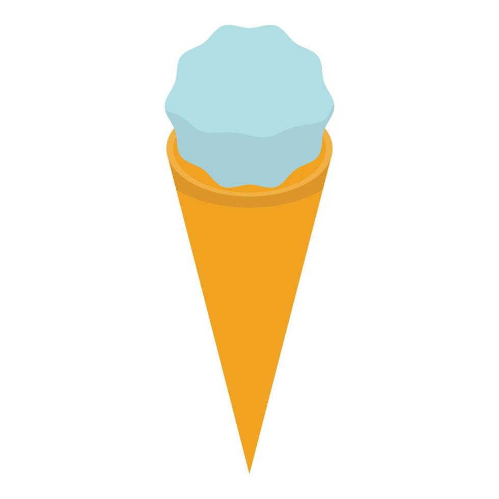 Blue cone ice cream icon, isometric style vector