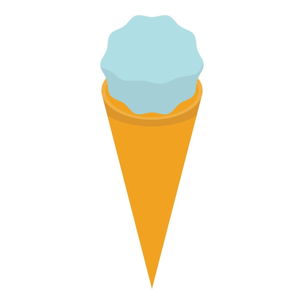 icono de helado de cono azul, estilo isométrico vector