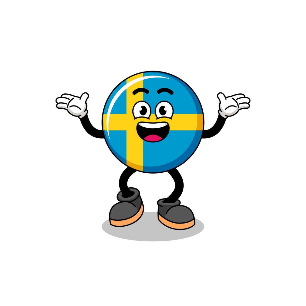 sweden flag cartoon searching with happy gesture vector