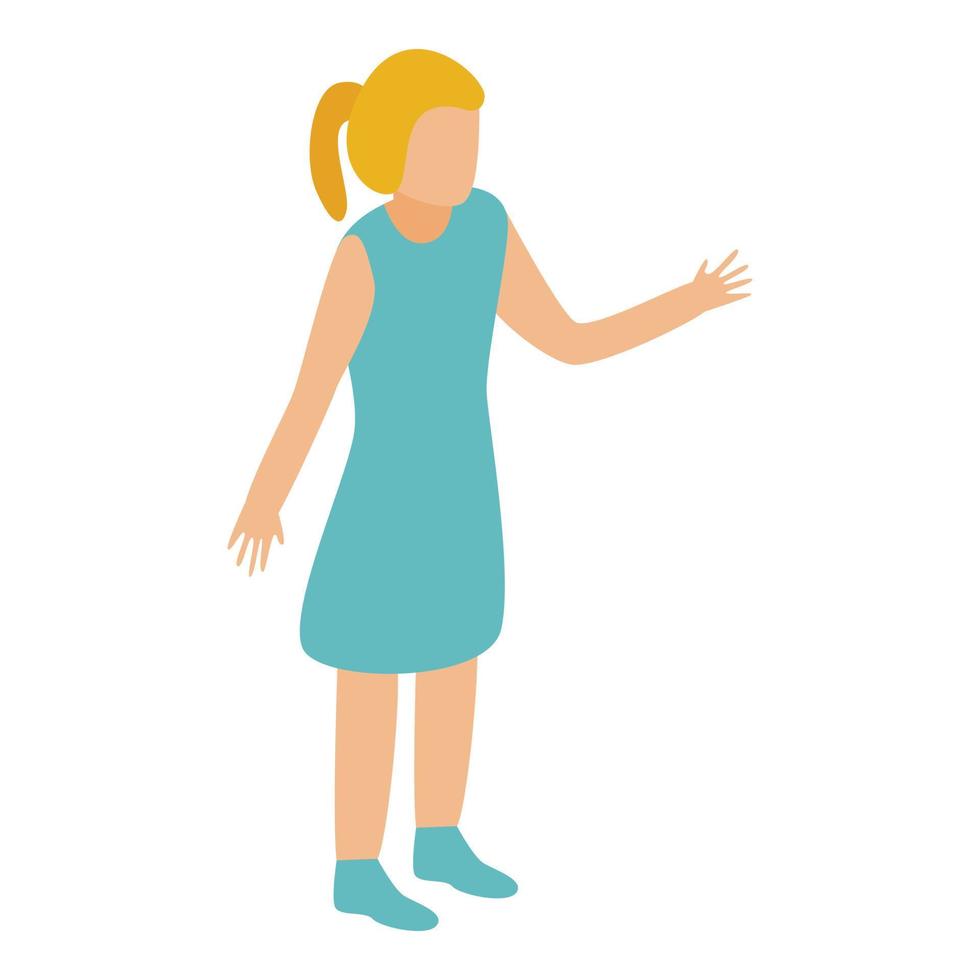 Cute blonde girl icon, isometric style vector