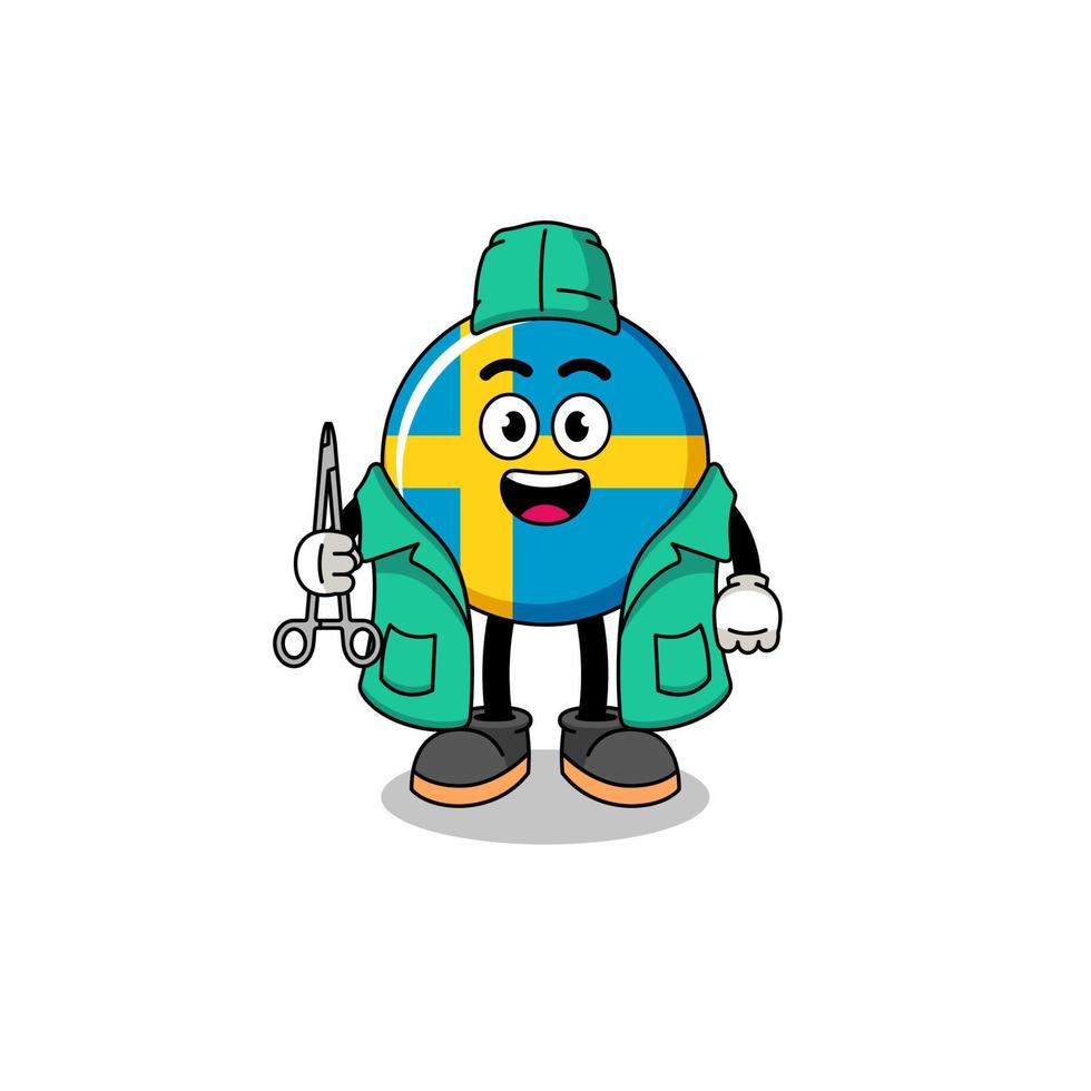 Illustration of sweden flag mascot as a surgeon vector