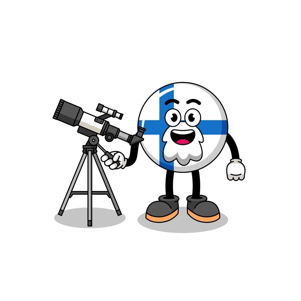 Illustration of finland mascot as an astronomer vector