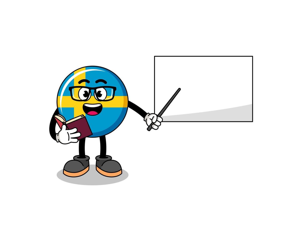 caricatura de la mascota del maestro de la bandera de suecia vector