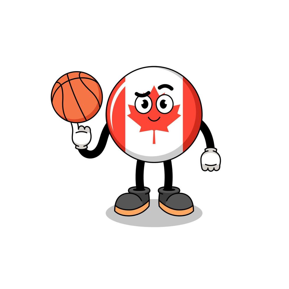 ilustración de la bandera de canadá como jugador de baloncesto vector