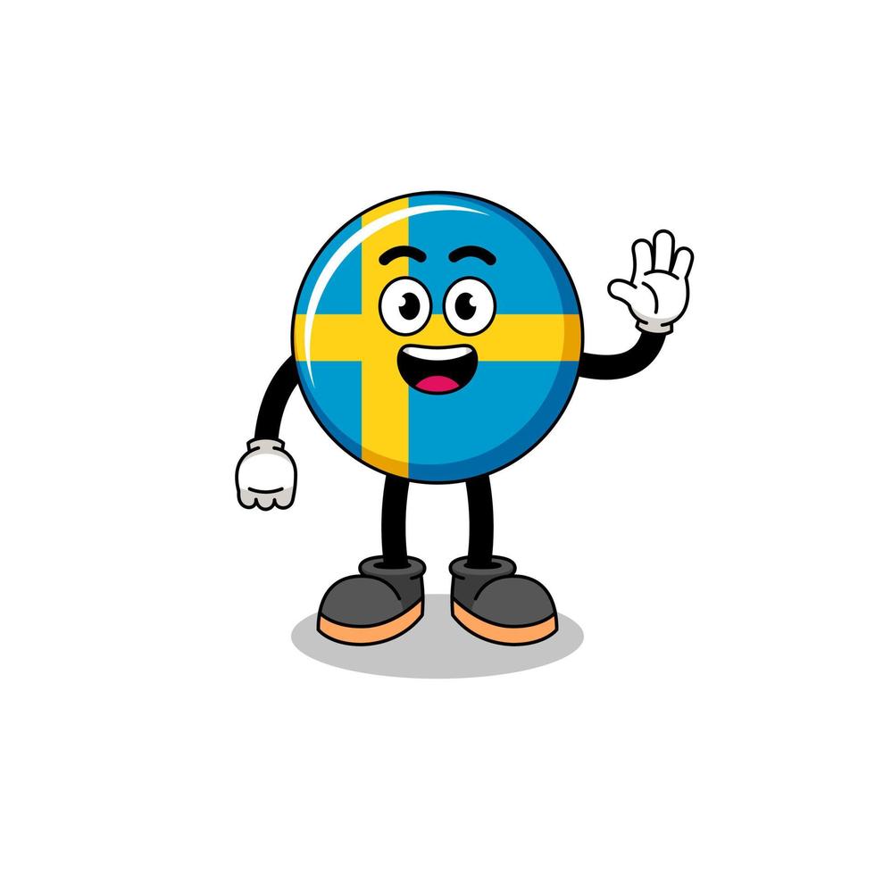 sweden flag cartoon doing wave hand gesture vector