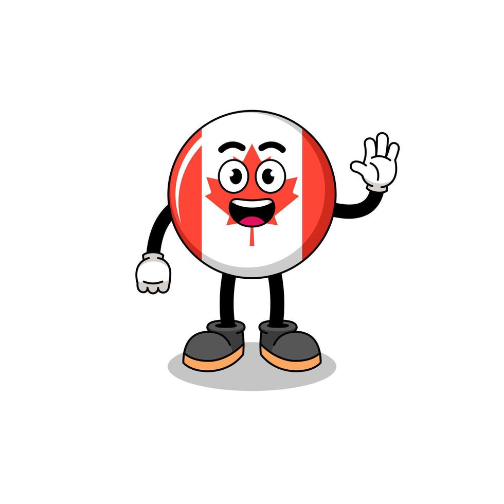 canada flag cartoon doing wave hand gesture vector