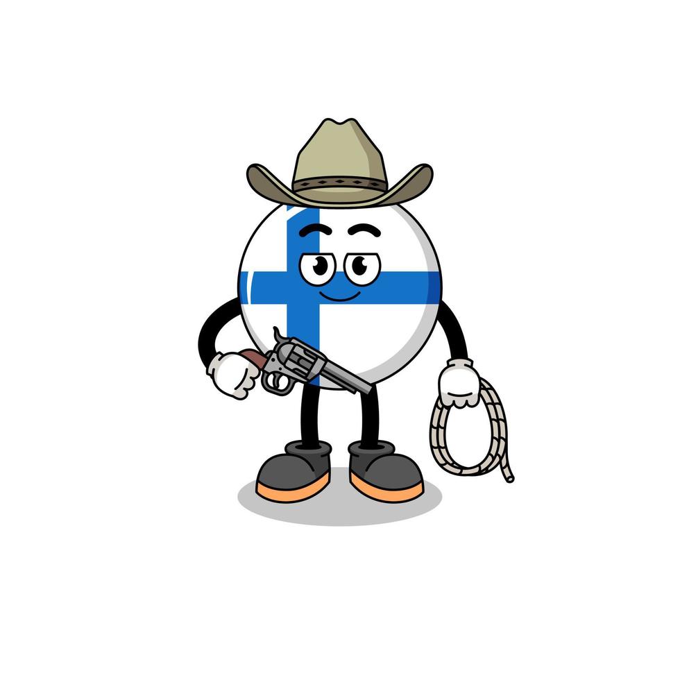 Character mascot of finland as a cowboy vector