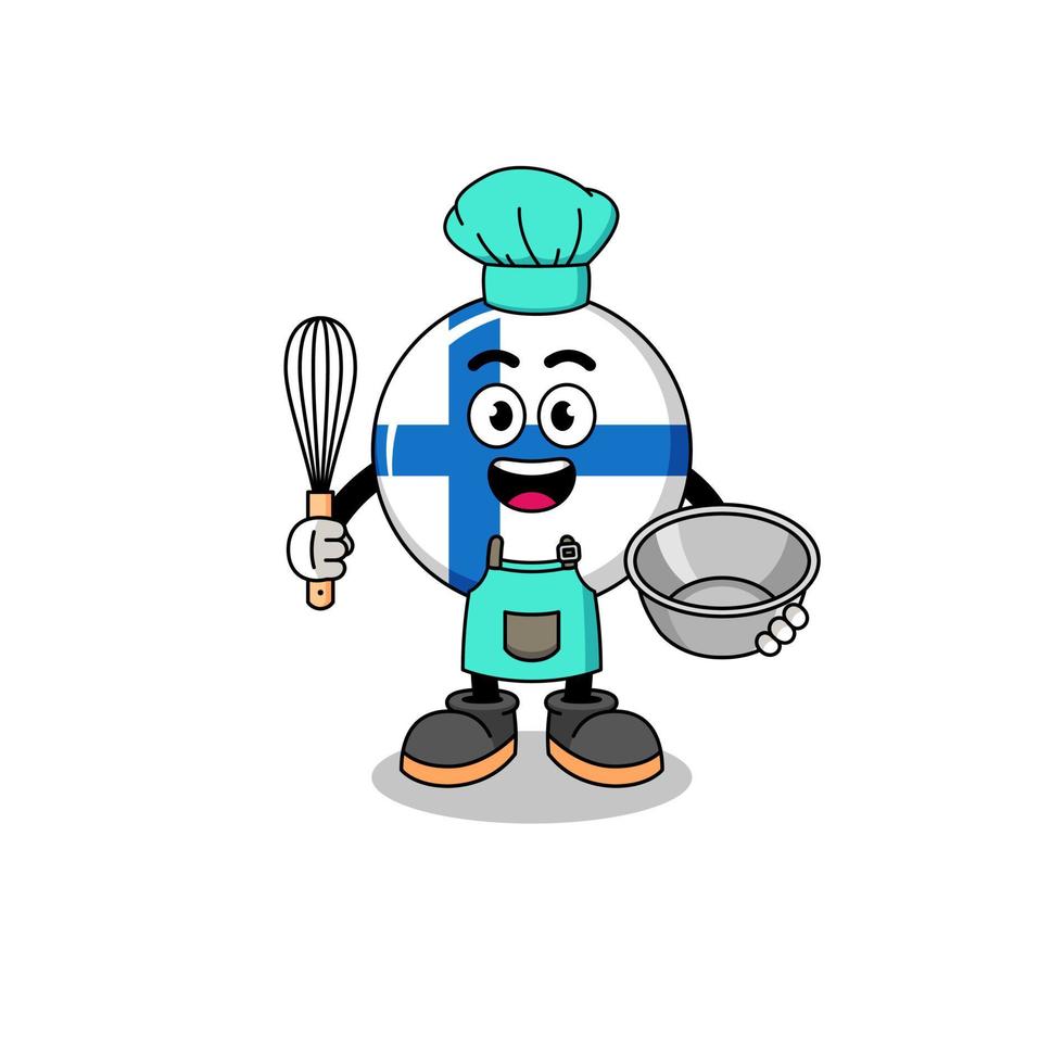 Illustration of finland as a bakery chef vector