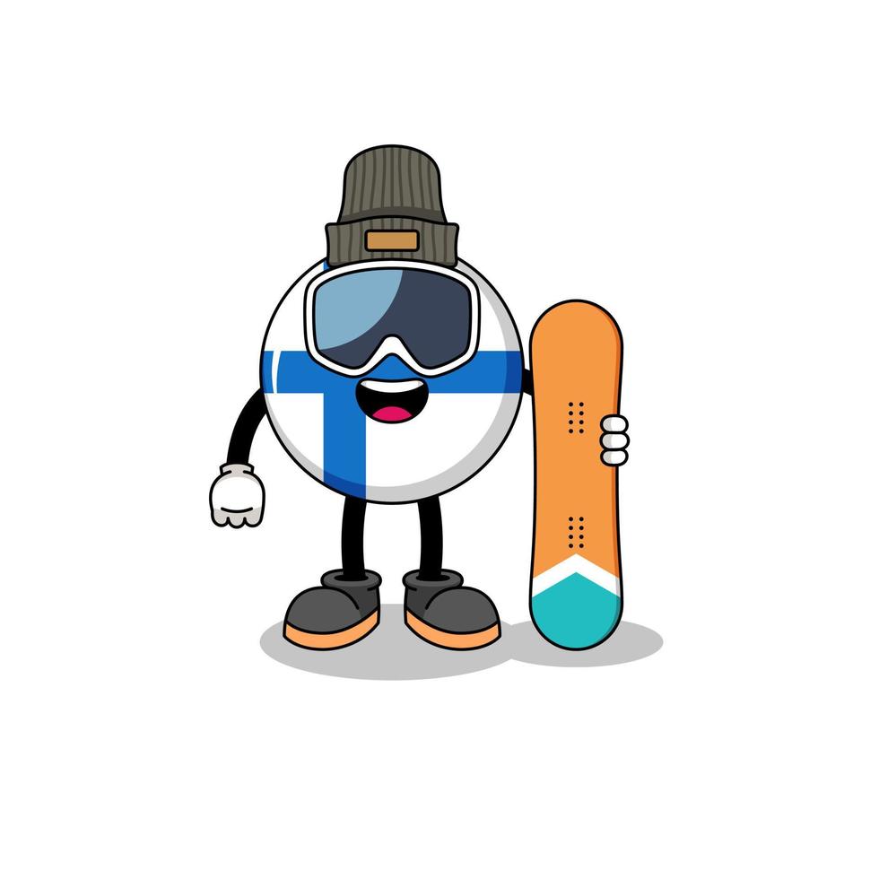Mascot cartoon of finland snowboard player vector