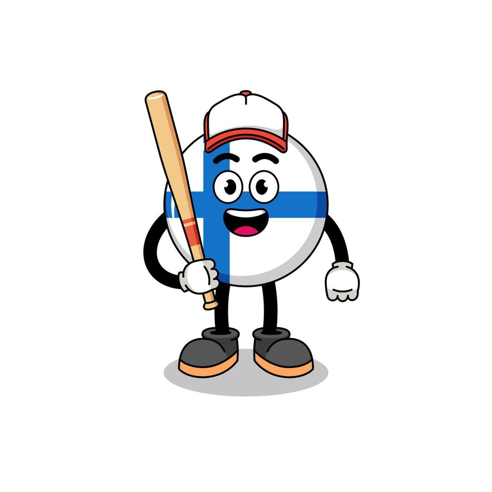 caricatura de la mascota de finlandia como jugador de béisbol vector