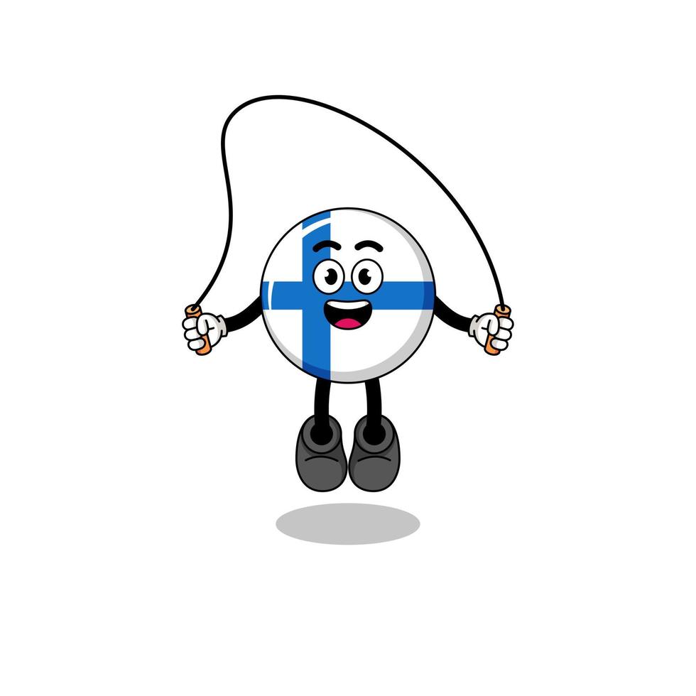 finland mascot cartoon is playing skipping rope vector