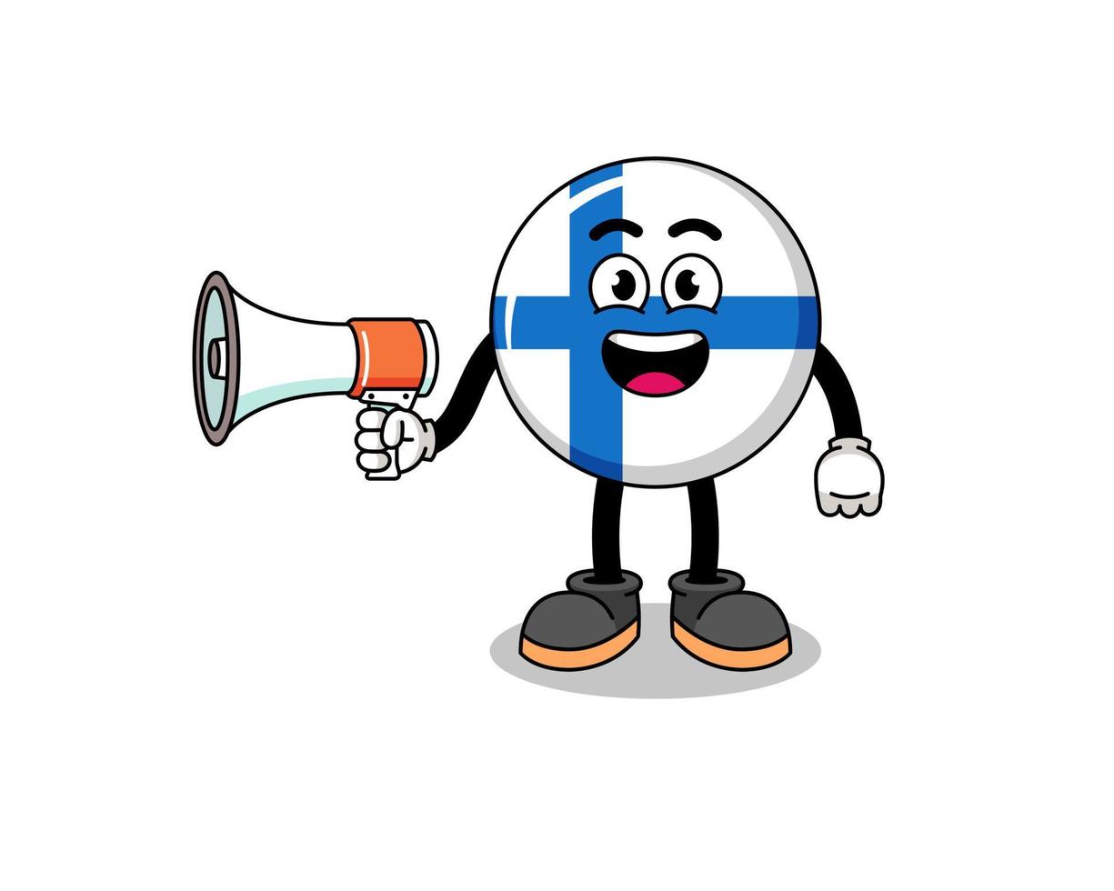 finland cartoon illustration holding megaphone vector