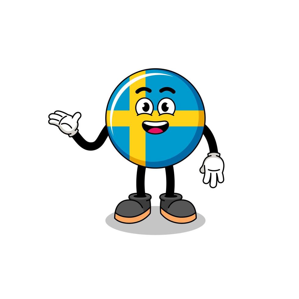 dibujos animados de bandera de suecia con pose de bienvenida vector