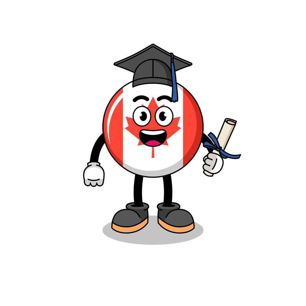 canada flag mascot with graduation pose vector