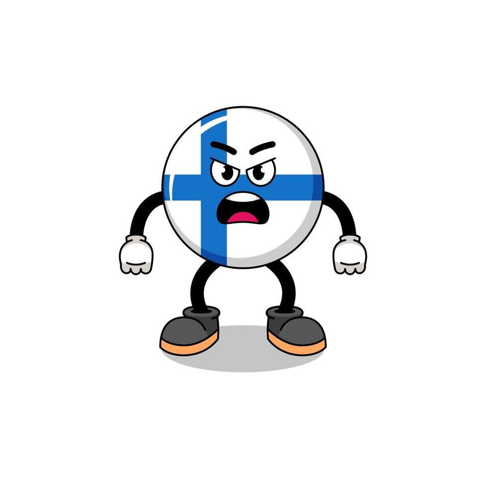 finland cartoon illustration with angry expression vector