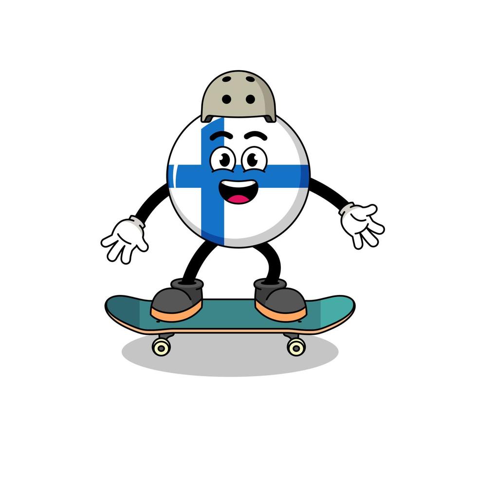 mascota de finlandia jugando una patineta vector