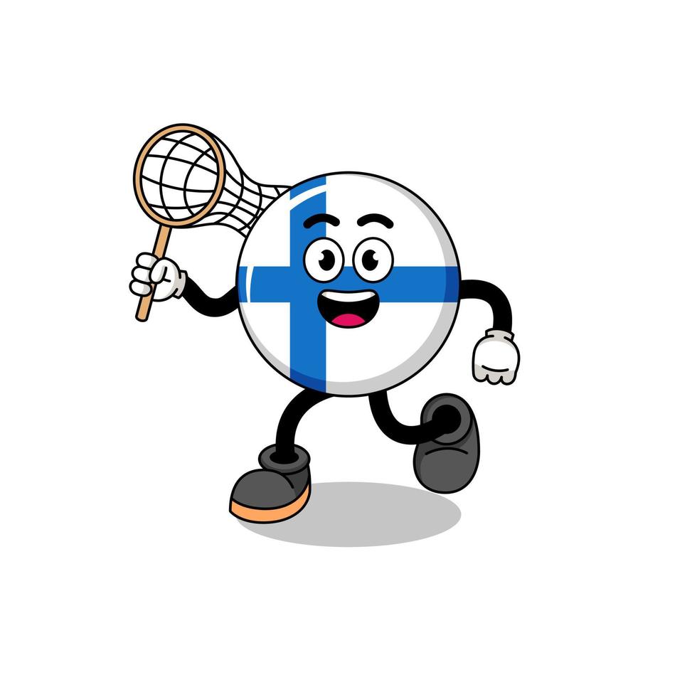 Cartoon of finland catching a butterfly vector