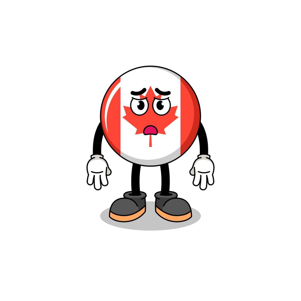 canada flag cartoon illustration with sad face vector