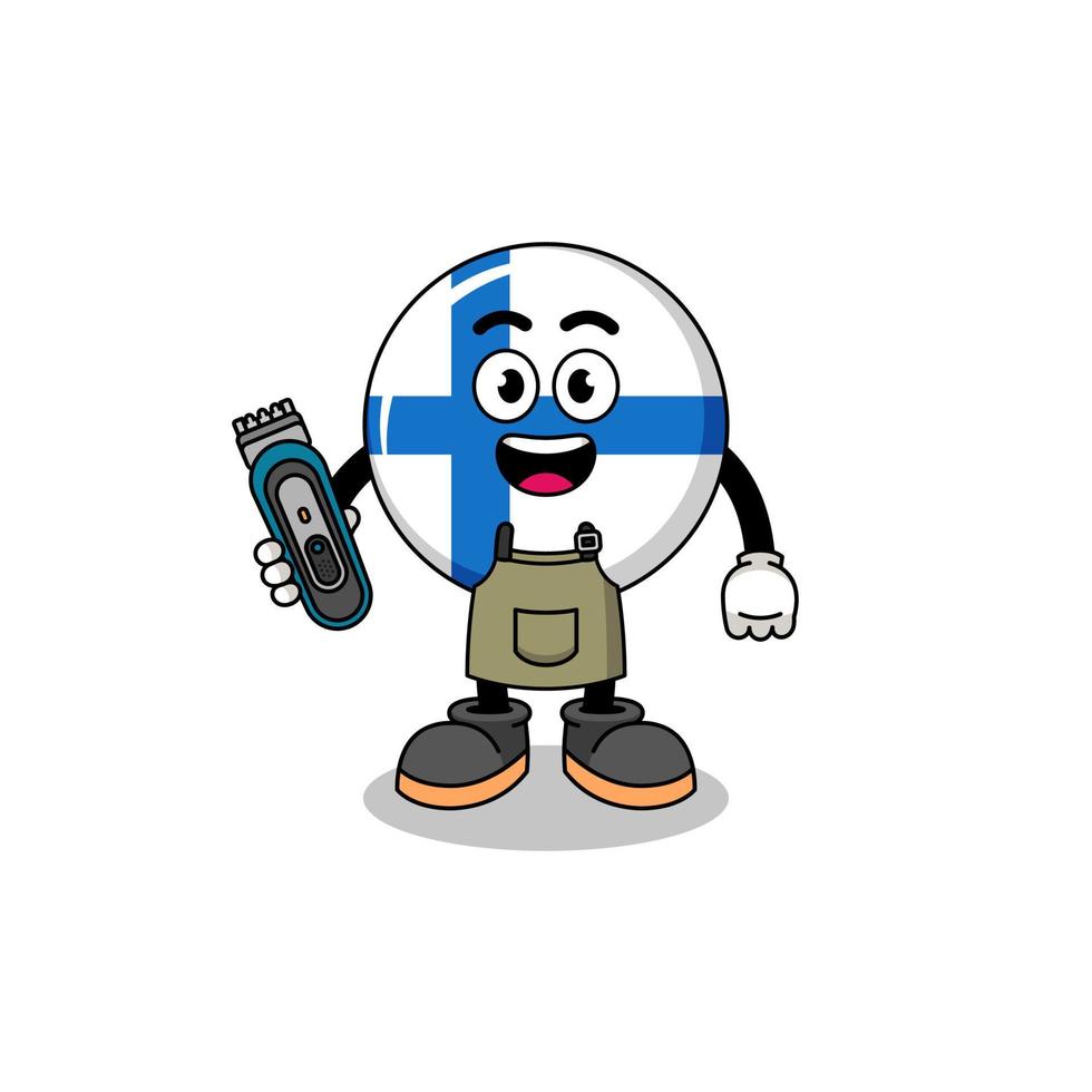Cartoon Illustration of finland as a barber man vector