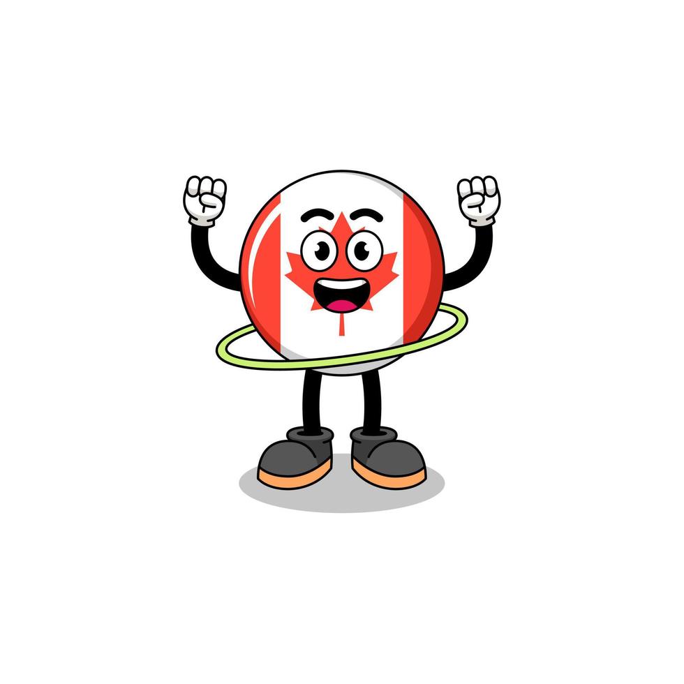 Character Illustration of canada flag playing hula hoop vector