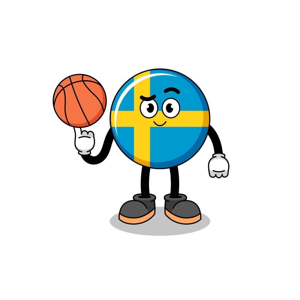 sweden flag illustration as a basketball player vector