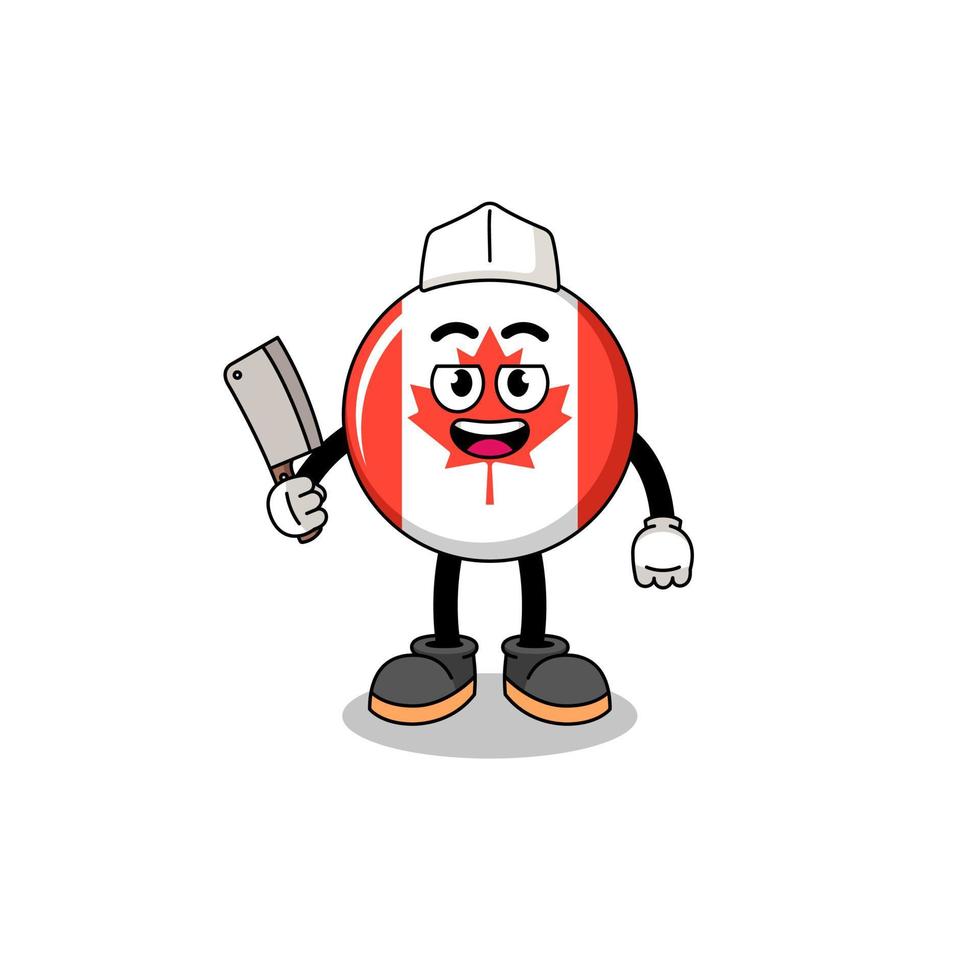Mascot of canada flag as a butcher vector