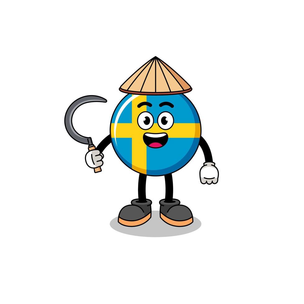 Illustration of sweden flag as an asian farmer vector