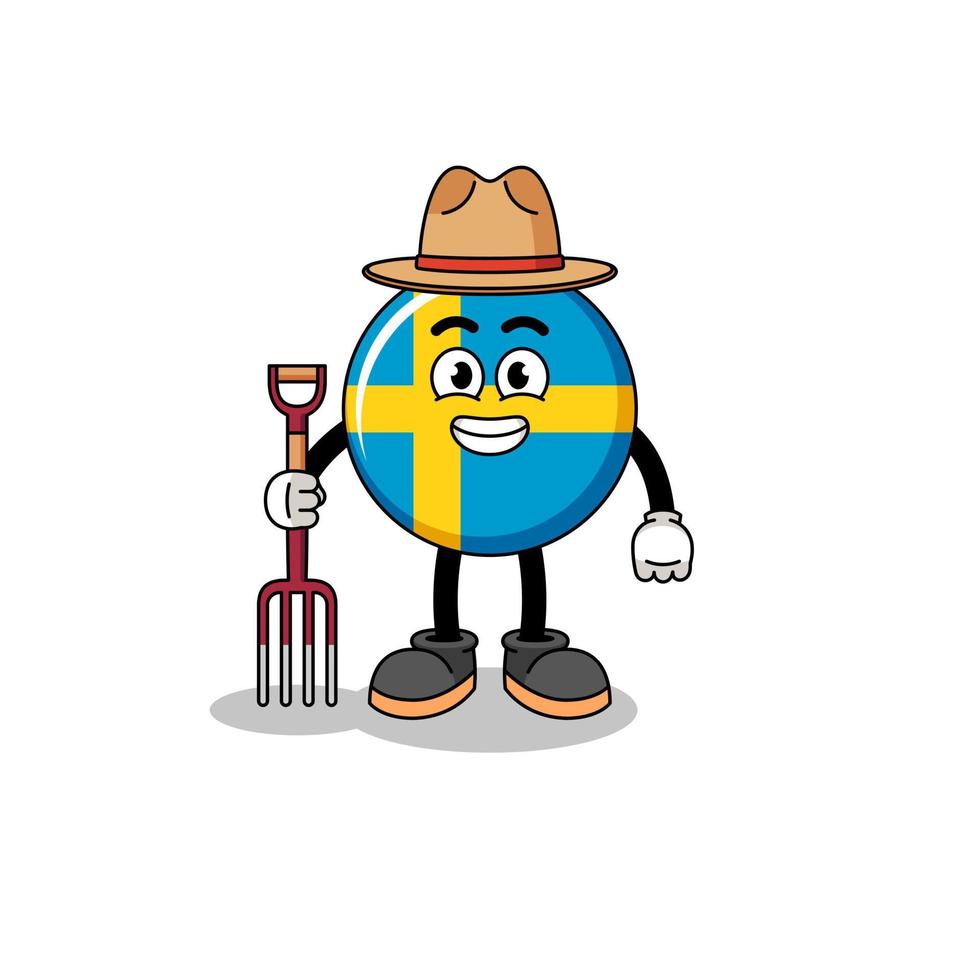 Cartoon mascot of sweden flag farmer vector