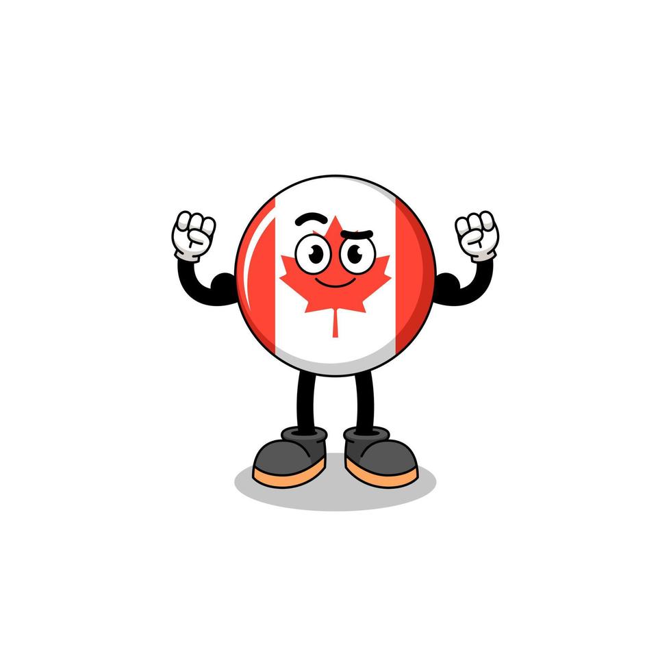 Mascot cartoon of canada flag posing with muscle vector