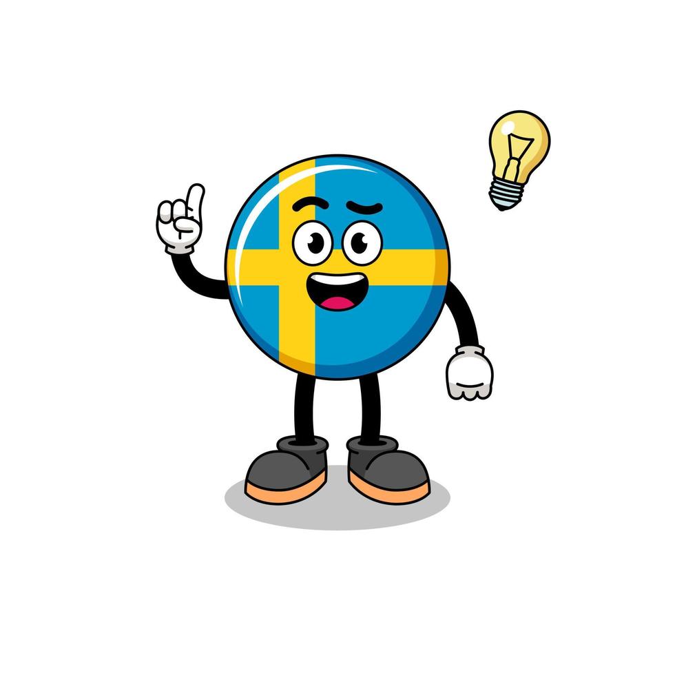 sweden flag cartoon with get an idea pose vector