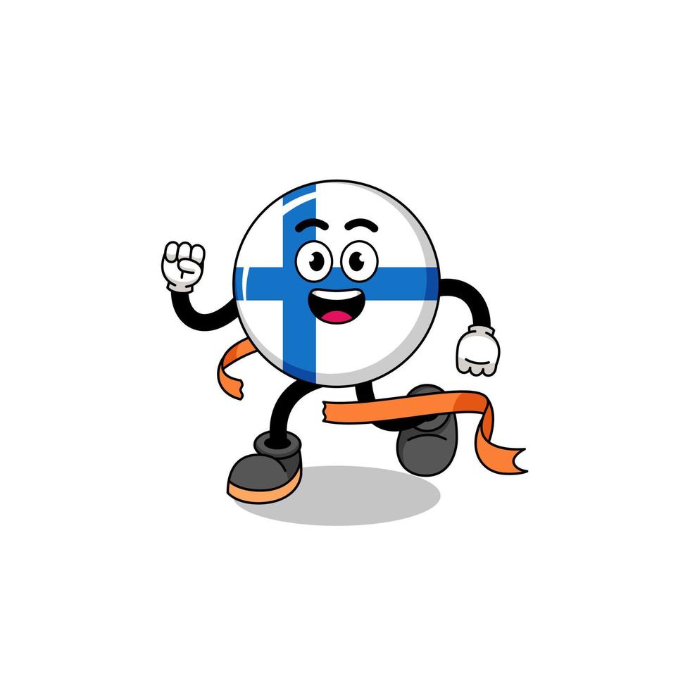 Mascot cartoon of finland running on finish line vector