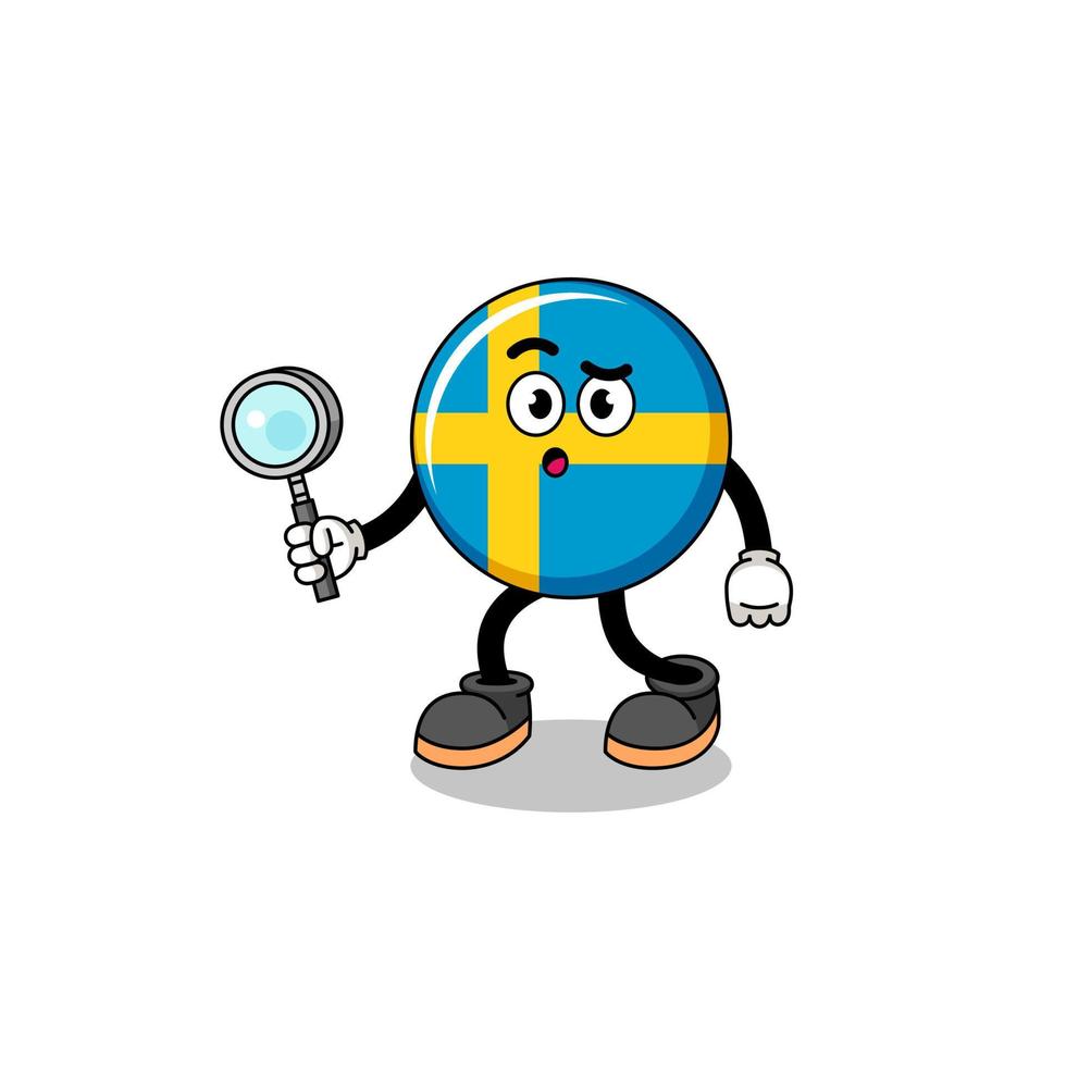 Mascot of sweden flag searching vector