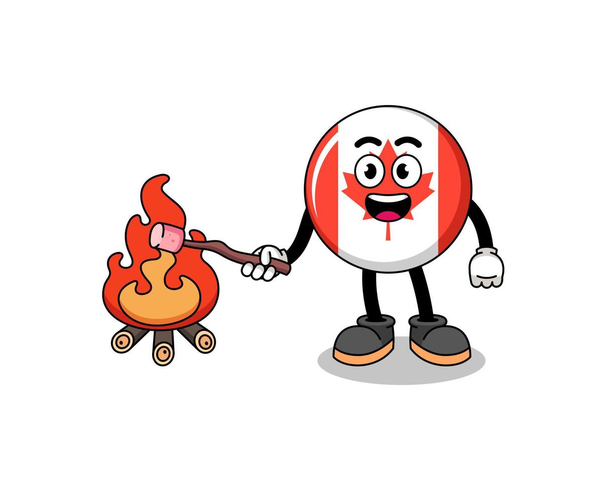 Illustration of canada flag burning a marshmallow vector