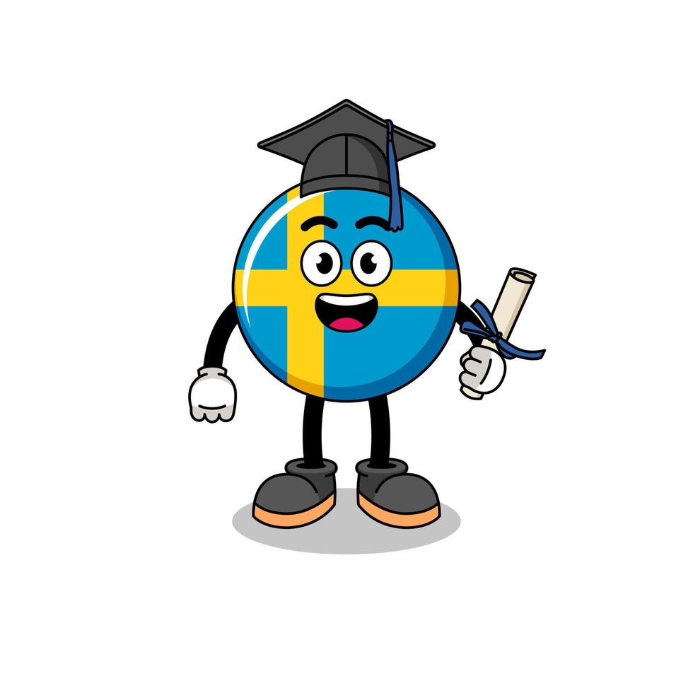 sweden flag mascot with graduation pose vector
