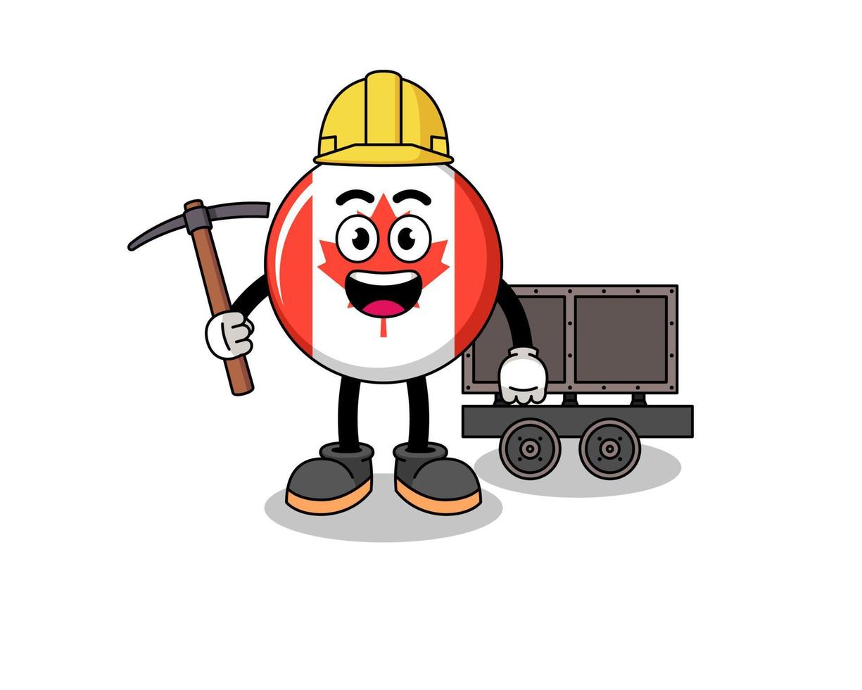 Mascot Illustration of canada flag miner vector